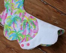 Load image into Gallery viewer, Watercolor Palm Tree Scalloped Bib