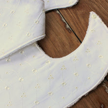 Load image into Gallery viewer, White Eyelet Baby Bibs