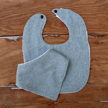 Load image into Gallery viewer, Blue Linen Cotton Baby Bibs