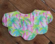 Load image into Gallery viewer, Watercolor Palm Tree Scalloped Bib