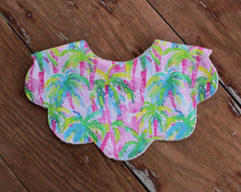 Load image into Gallery viewer, Watercolor Palm Tree Scalloped Bib