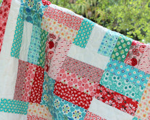 Load image into Gallery viewer, Pink and Blue Strip Patchwork Quilt