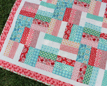 Load image into Gallery viewer, Pink and Blue Strip Patchwork Quilt