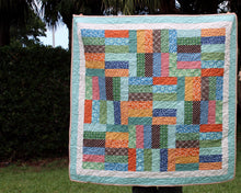 Load image into Gallery viewer, Multicolored Strip Patchwork Quilt