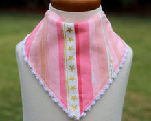 Load image into Gallery viewer, Pink Bandana Bib with Gold Details
