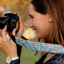 Load image into Gallery viewer, Gray Floral Camera Strap