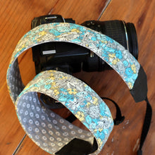 Load image into Gallery viewer, Gray Floral Camera Strap