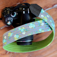 Load image into Gallery viewer, Gray Green Floral Camera Strap