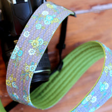 Load image into Gallery viewer, Gray Green Floral Camera Strap