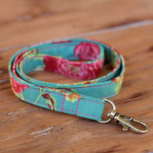 Load image into Gallery viewer, Floral Pink and Green Lanyard