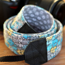 Load image into Gallery viewer, Gray Floral Camera Strap