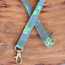 Load image into Gallery viewer, Gray Floral Lanyard