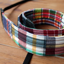 Load image into Gallery viewer, Blue Red Madras Plaid Camera Strap