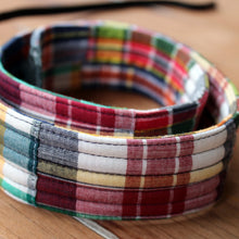 Load image into Gallery viewer, Blue Red Madras Plaid Camera Strap