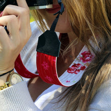 Load image into Gallery viewer, Pink and Red Floral Camera Strap