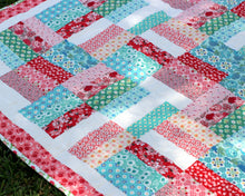 Load image into Gallery viewer, Pink and Blue Strip Patchwork Quilt
