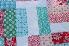 Load image into Gallery viewer, Pink and Blue Strip Patchwork Quilt
