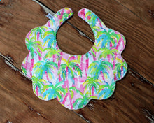 Load image into Gallery viewer, Watercolor Palm Tree Scalloped Bib
