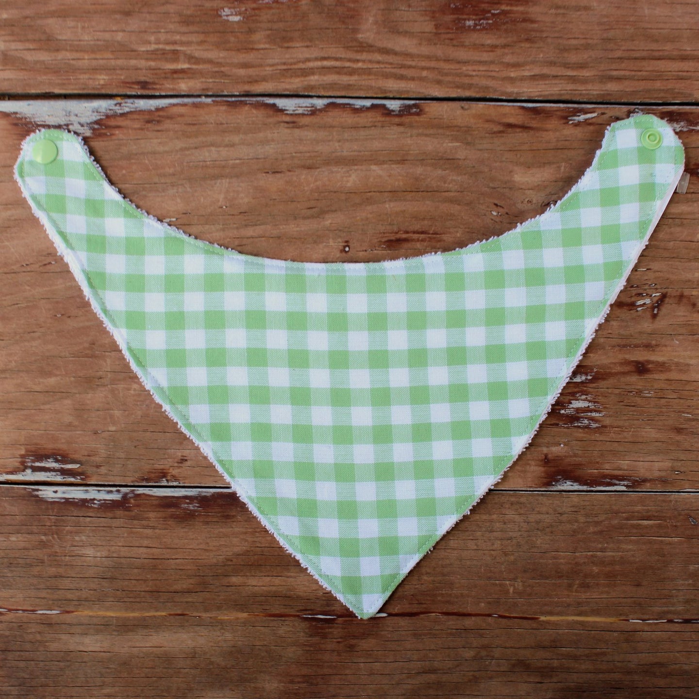 Green and White Homespun Gingham Cotton Baby Bibs