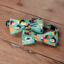 Load image into Gallery viewer, Fishy Sushi and Black Cat Cat Bow Tie
