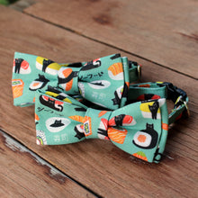 Load image into Gallery viewer, Fishy Sushi and Black Cat Cat Bow Tie
