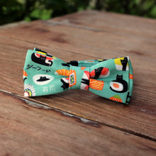 Load image into Gallery viewer, Fishy Sushi and Black Cat Cat Bow Tie
