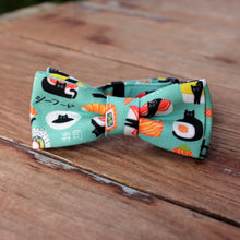 Load image into Gallery viewer, Fishy Sushi and Black Cat Cat Bow Tie
