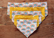 Load image into Gallery viewer, Rainbow and Dog Bone Reversible Dog Bandana
