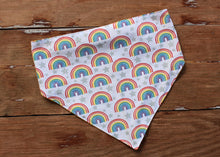 Load image into Gallery viewer, Rainbow and Dog Bone Reversible Dog Bandana
