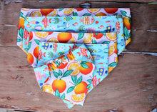 Load image into Gallery viewer, Orange and Fish Scrunchie Reversible Dog Bandana
