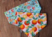 Load image into Gallery viewer, Orange and Fish Scrunchie Reversible Dog Bandana
