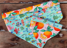 Load image into Gallery viewer, Orange and Fish Scrunchie Reversible Dog Bandana
