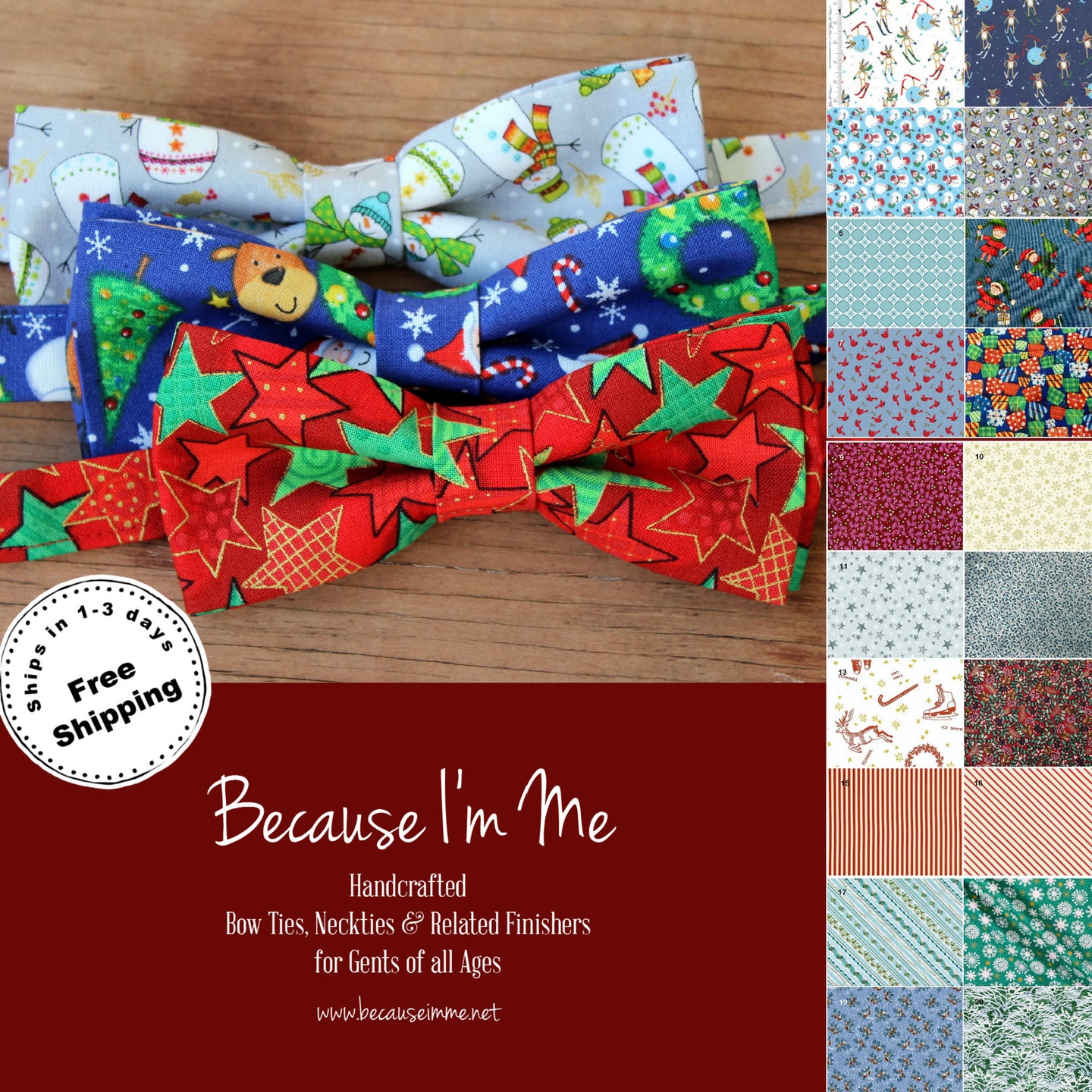 Christmas Holiday Bow Ties for Men and Boys