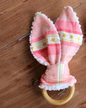 Load image into Gallery viewer, Gold and Pink Bunny Ear Teethers
