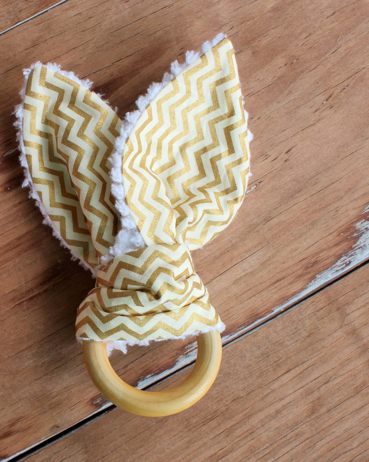 Gold and Pink Bunny Ear Teethers
