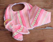Load image into Gallery viewer, Pink Bandana Bib with Gold Details
