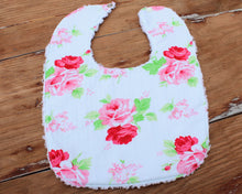 Load image into Gallery viewer, White Floral Rose Bib

