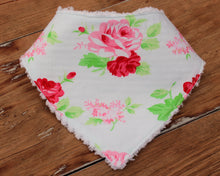Load image into Gallery viewer, Shabby Chic White Floral Bandana Bib
