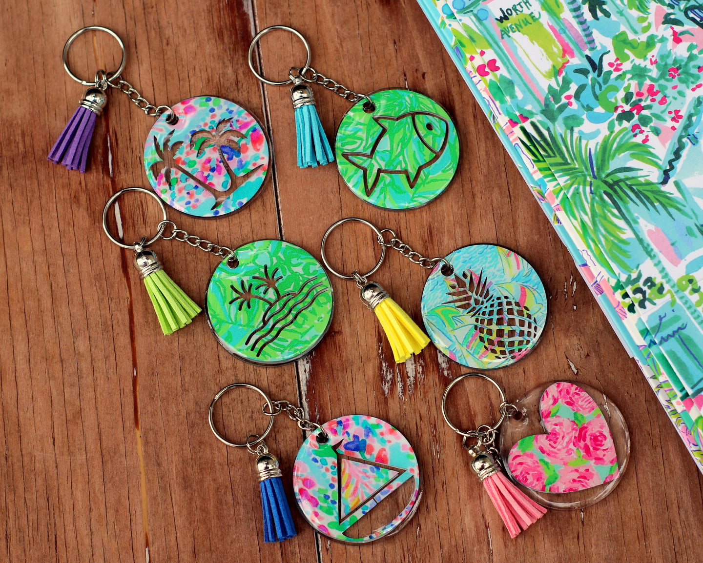 Tropical Round Key Chains