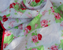 Load image into Gallery viewer, Pink Floral Shabby Chic / Farmhouse Small Quilt
