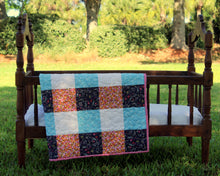 Load image into Gallery viewer, Pink Blue Floral Baby Quilt
