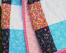Load image into Gallery viewer, Pink Blue Floral Baby Quilt
