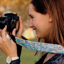Load image into Gallery viewer, Gray Floral Camera Strap
