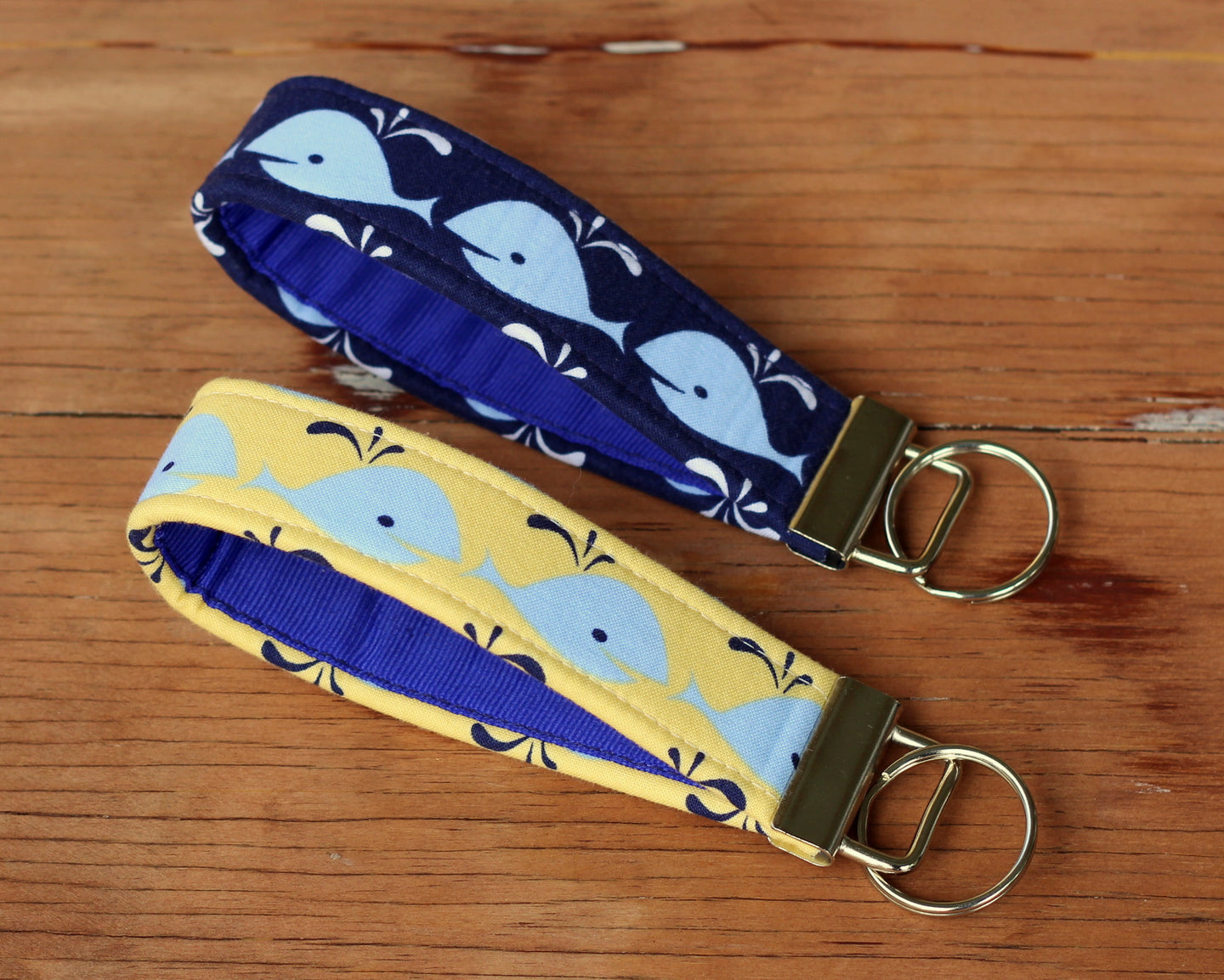 Whale Key Fob, Yellow or Navy Blue