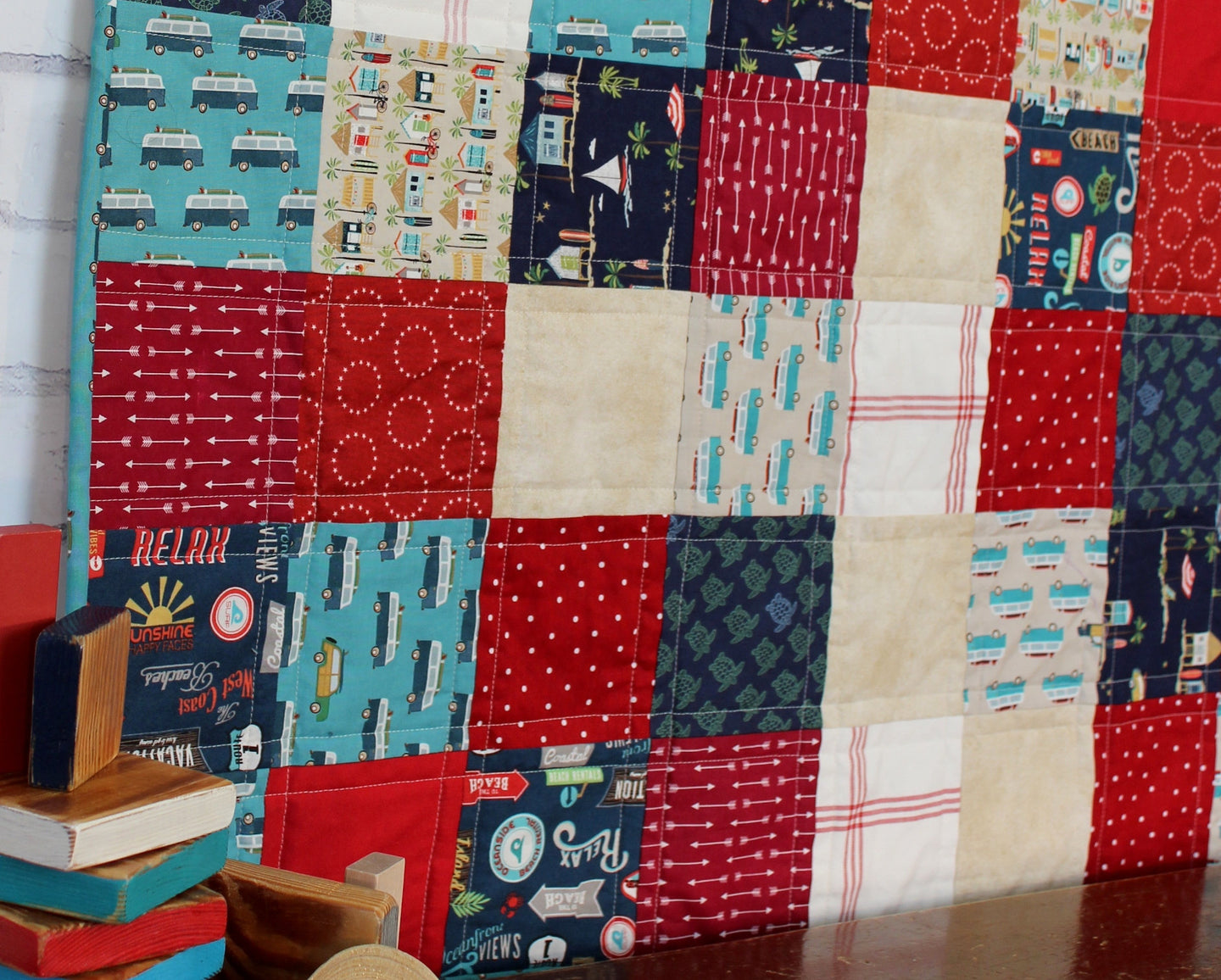 Beachy Reds and Blues Baby Quilt